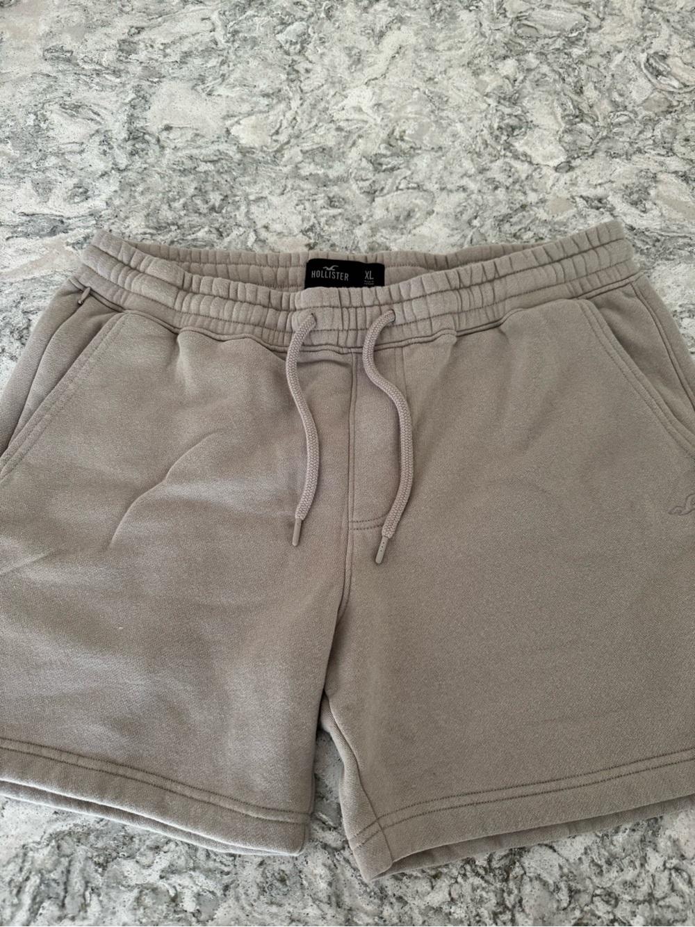 Hollister Men's Taupe Drawstring Fleece Shorts